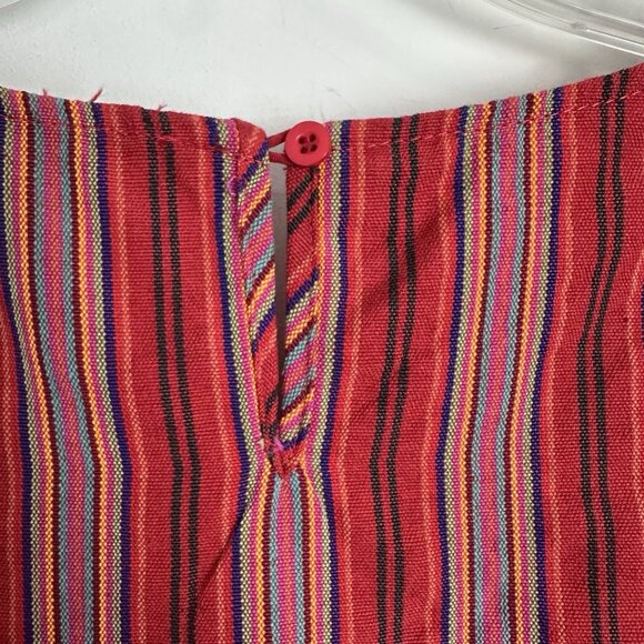 Andree by Unit Embroidered Red Black Poncho Top With Tassels Women Size Med Boho - Picture 7 of 11